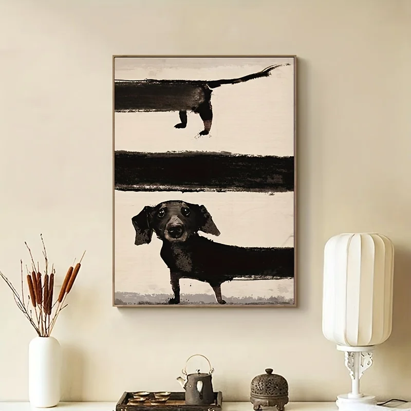 Modern Funny Animals Wall Art Poster Prints Abstract Black Dog Aesthetics Canvas Painting Picture for Living Room Home Decor