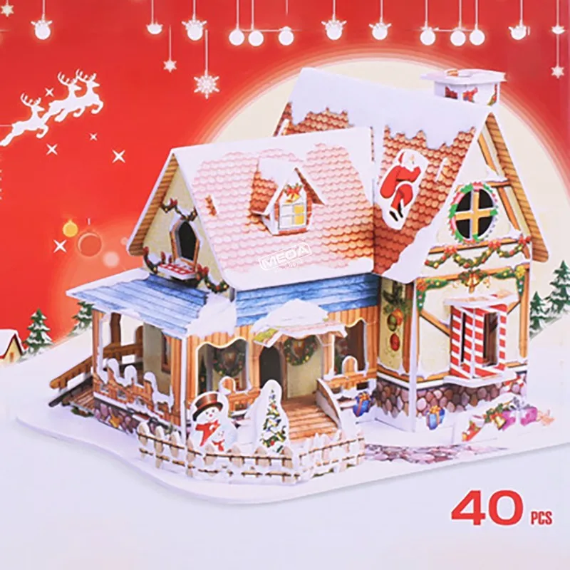 

MOC Рождественские головоломки, игрушки, сделай сам, розовый конфеты, дом, рождественские котлеты, здание, 3D головоломка, бумажная модель, строительство, креативный подарок