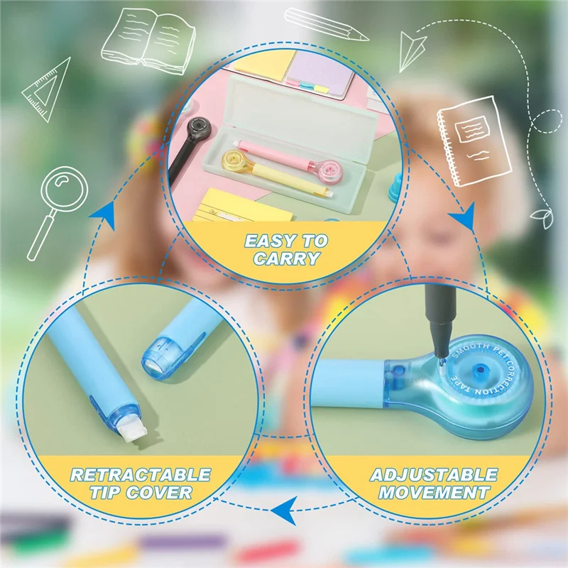 قلم تصحيح متعدد الألوان ، شريط تصحيح أبيض ، لوازم مكتبية ، أدوات تصحيح الأخطاء ، 10