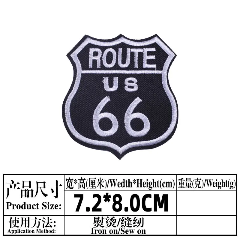 10pcs US ROUTE 66 Iron on Patches Stickers Clothing Thermoadhesive Patches Animal Embroidered Biker Patches for Clothing Badge