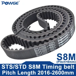 POWGE STD S8M Timing belt Lp=2016-2600mm 2024 2032 2040 2048 2056 2064 2080 2104 2120 2136 2160 2168 2200 2240 2248 2256 2264
