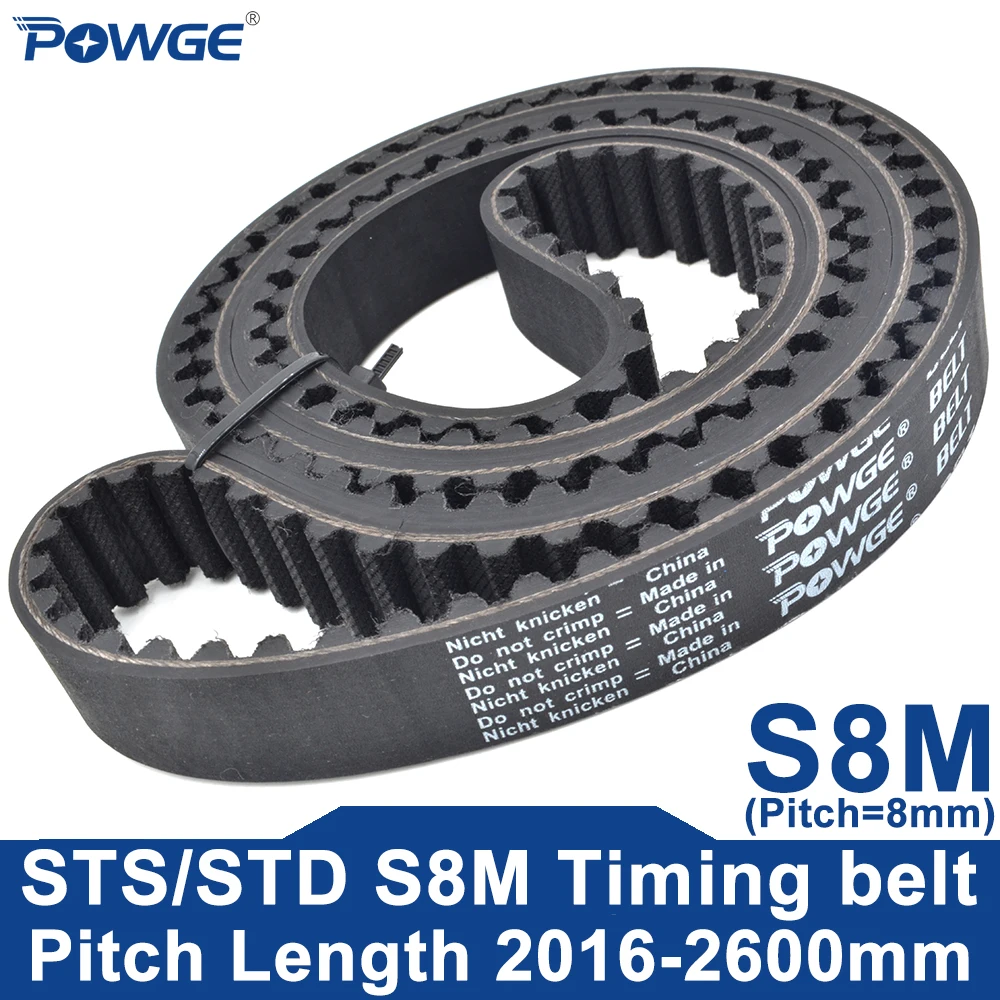 POWGE STD S8M Timing belt Lp=2016-2600mm 2024 2032 2040 2048 2056 2064 2080 2104 2120 2136 2160 2168 2200 2240 2248 2256 2264 