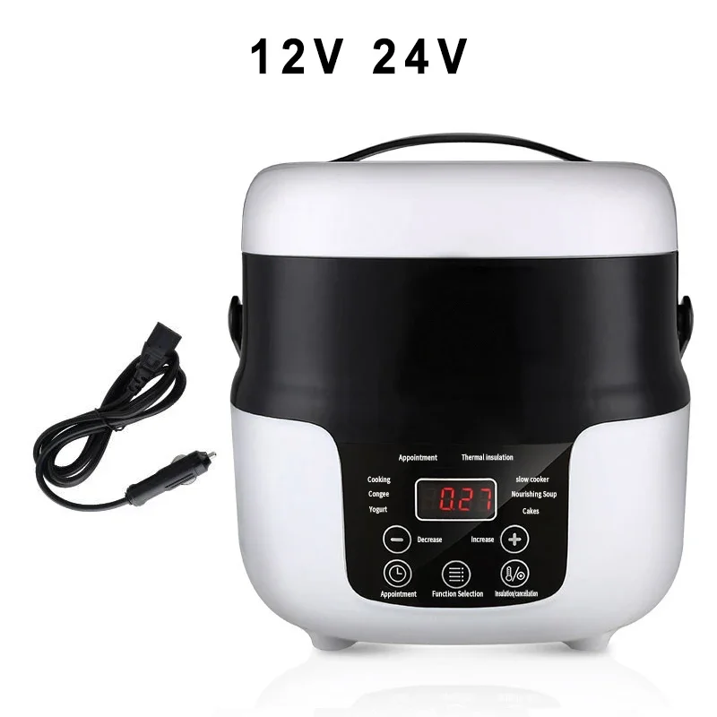 2L Electric Mini Rice Cooker Portable MultiCooker Household Rice Cookers 12V 24V Pot Cooking Machine Pans For Car Truck