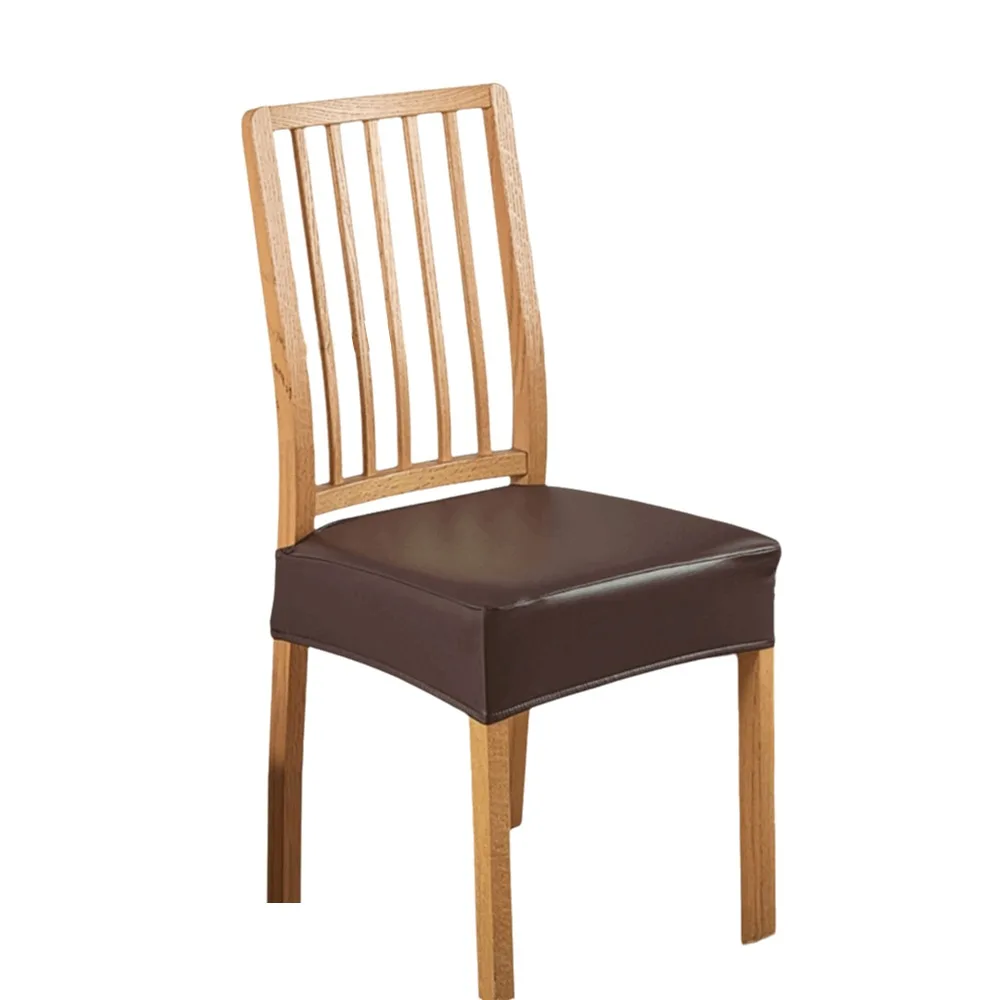 Square Shape PU Leather Chair Cover PU Leather Removable Elastic Chair Slipcover Oil-resistant Easy Installation