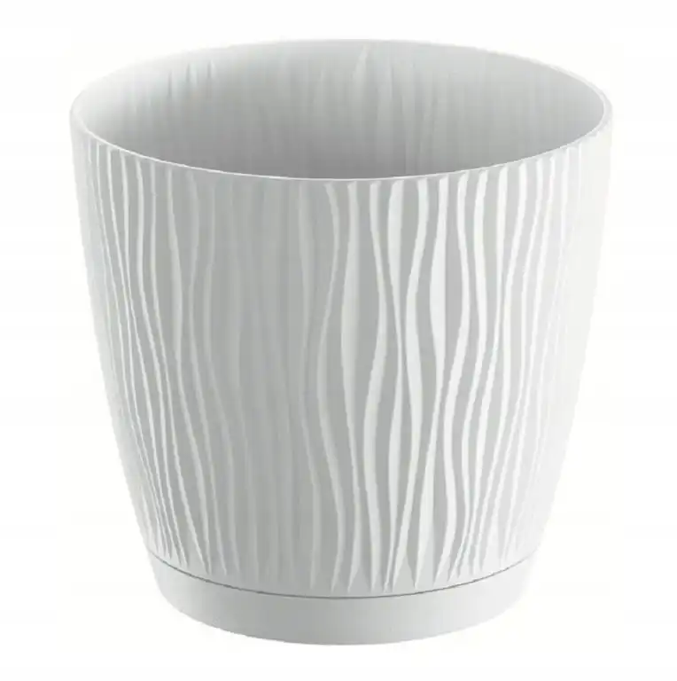 Witte Bloempot 12,9x12 cm Plastic Classic Wave Cover Sandy P