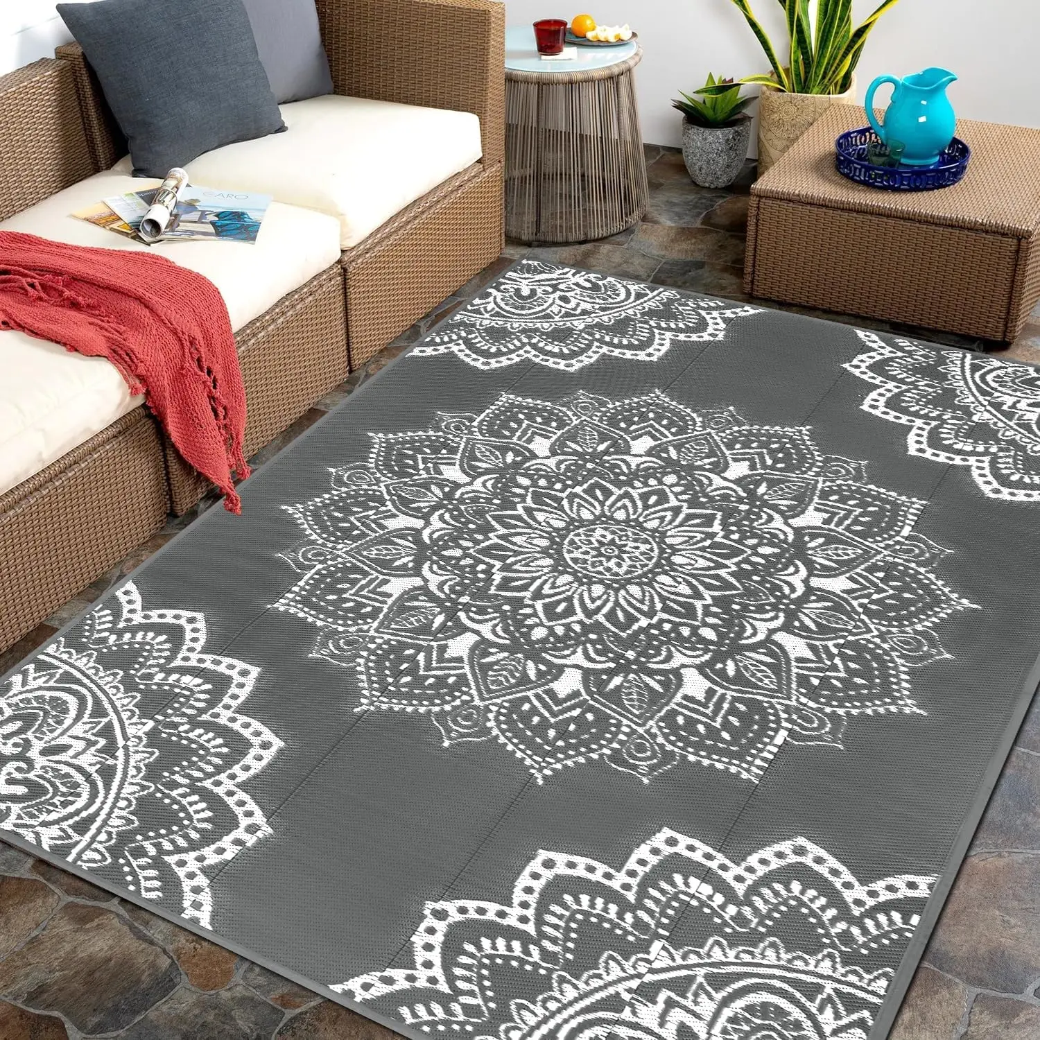 

Waterproof Outdoor Rug 5x8 ft, Reversible Plastic Straw Rug for Patio Clearance, Camping, RV Mat, Large Outside Rug Carpet fo