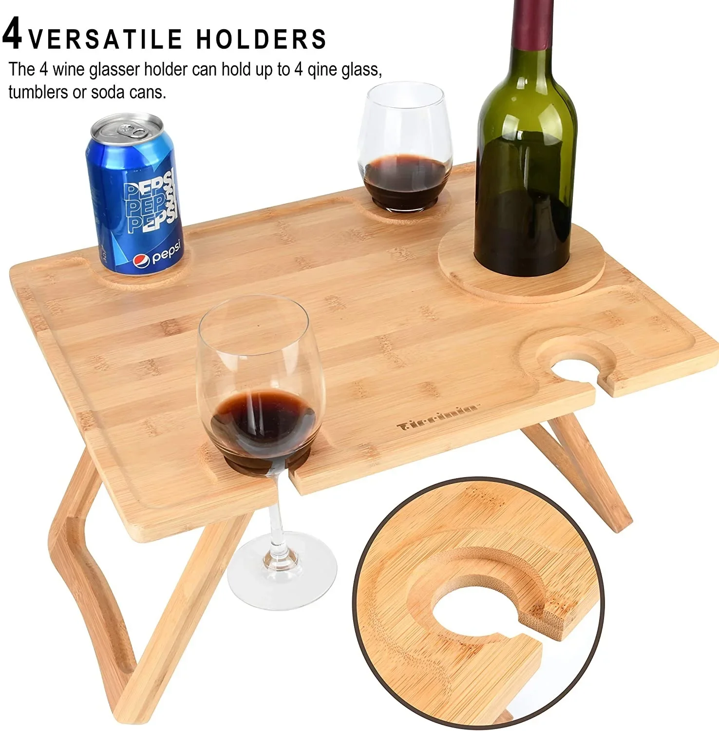 

Outdoor Camping Picnic Beach Table Wooden Foldable Portable Self-driving Travel Wine Food Snacks Small Dining Table Wine Rack