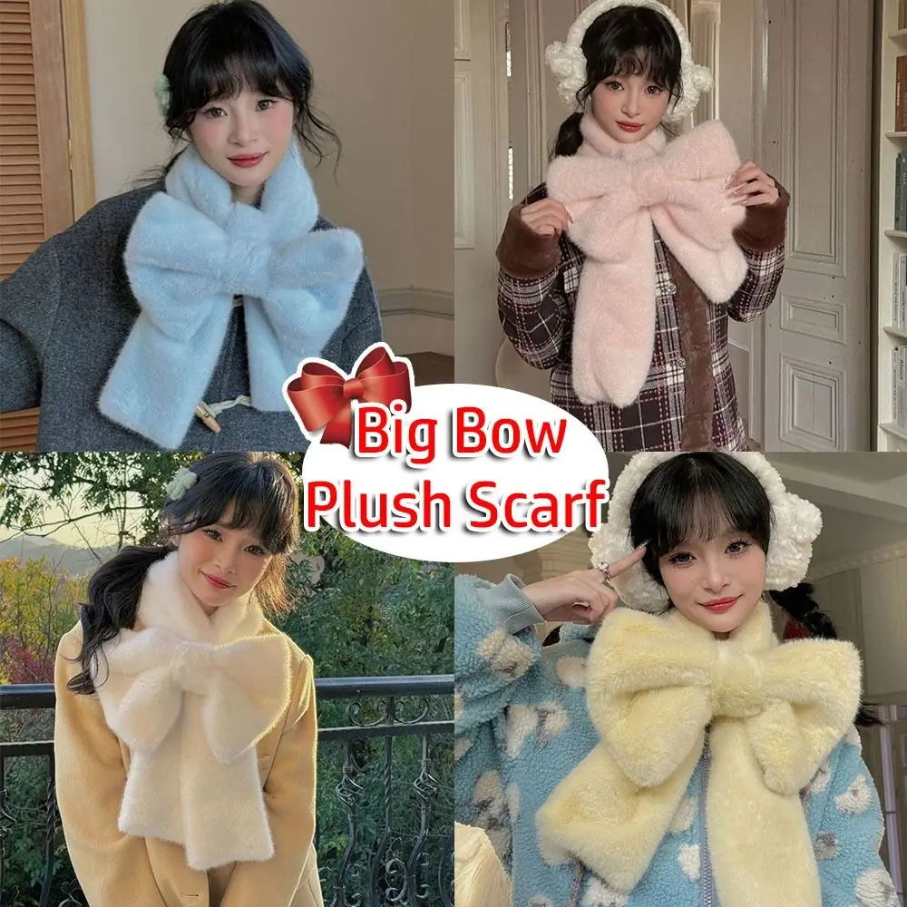 

Милый шарф с большим бантом, ветрозащитный однотонный шарф для шеи, утепленный шарф для шеи, теплые подарки