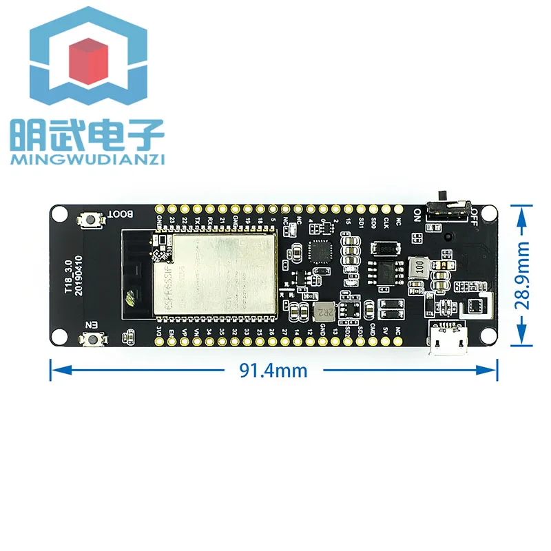 T-Energy T18- Módulo WiFi e Bluetooth 18650 Bateria ESP32 Placa de Desenvolvimento WROVER