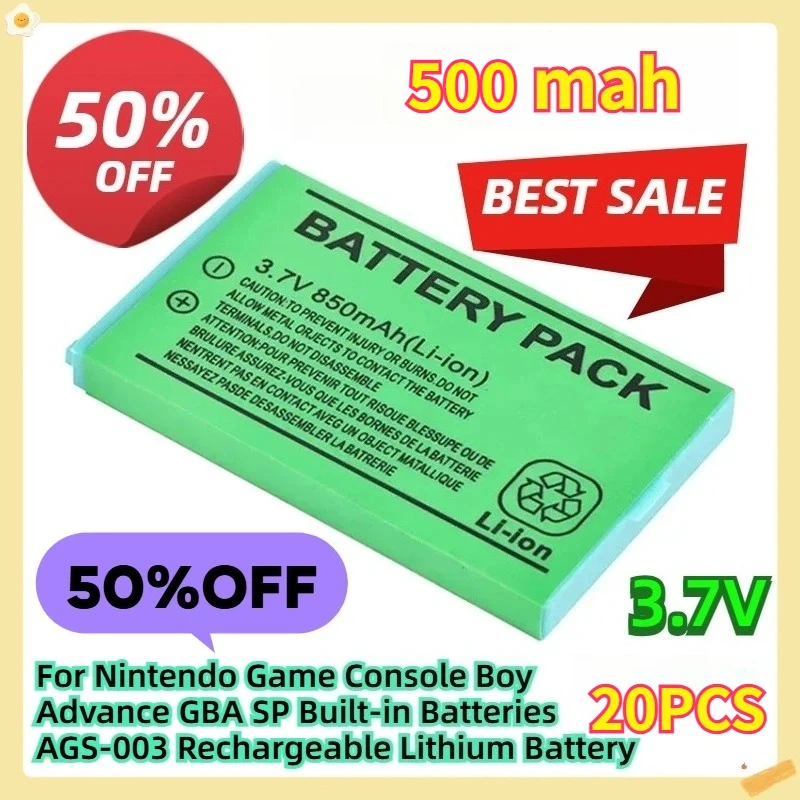 

For Nintendo Game Console Boy Advance GBA SP Built-in Batteries AGS-003 Rechargeable Lithium Battery 850mAh 3.7V 4pcs