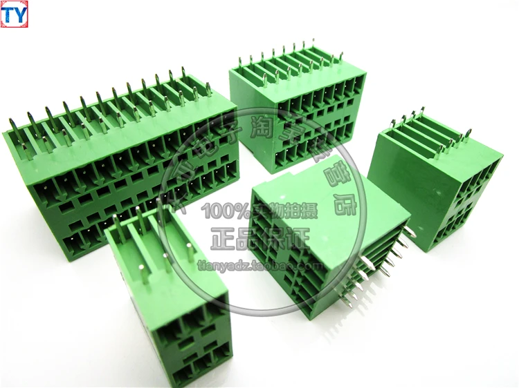 5pcs 15EDGRH 2*2/3/4/5/6/7/8 pin right angle double socket screw terminal block connector 3.81MM pitch FOR 3.81 plug 2p 3p 4p 5p