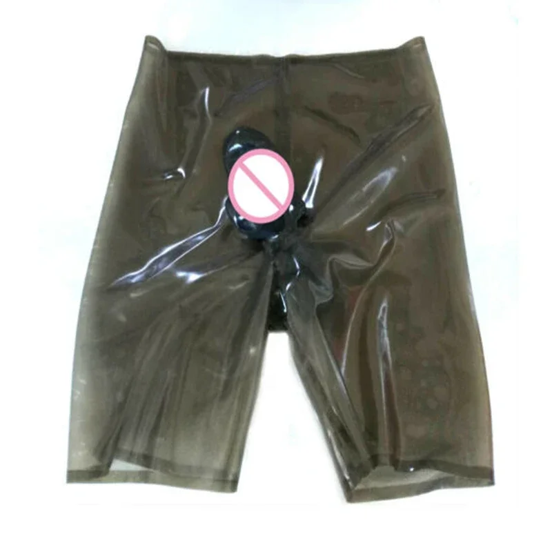 Handgemaakte Heren Rubber Boxer Latex Korte Broek Ondergoed Met 2 Schede