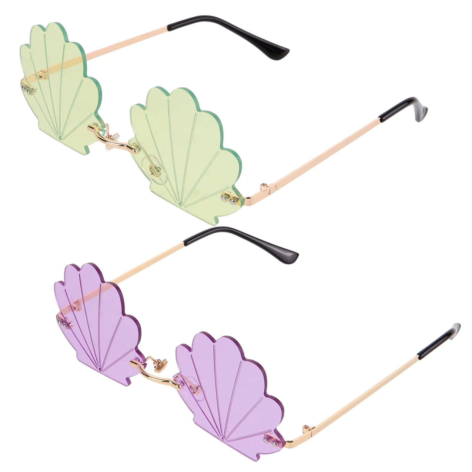 Gafas de sol sin montura para mujer, 2 uds., elegantes, sin marco, para fiesta, playa, decorativas, divertidas, accesorios modernos