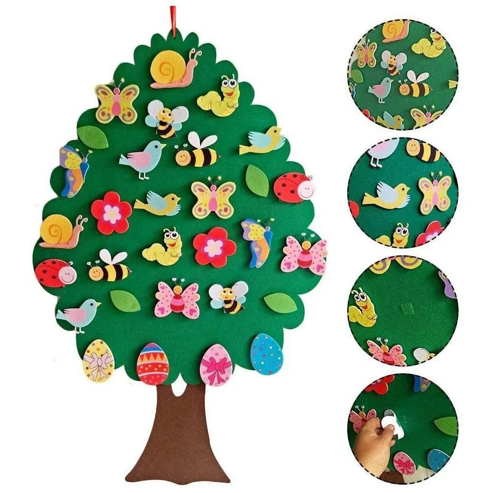 Kinderen Diy Vilt Boom Hanger Easter Brithday Cadeau Hanger Educatief Speelgoed Cartoon Muur Opknoping Xmas Voor Kinderen Kerstboom