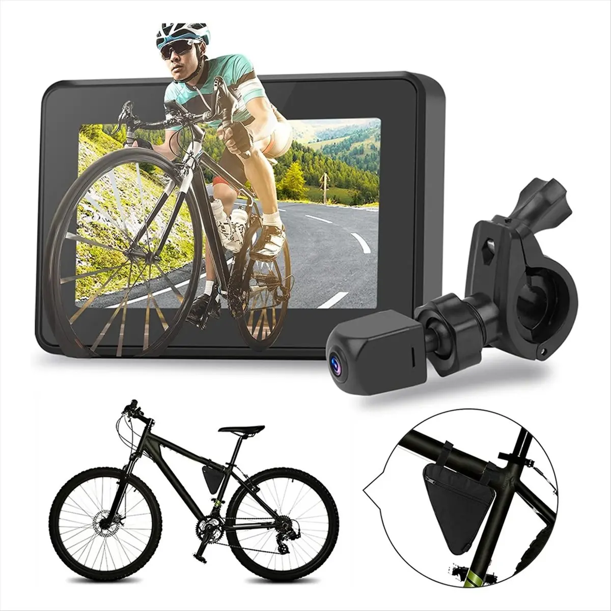 

ONGE 1080P велосипедное зеркало, велосипедная камера заднего вида, 4,3-дюймовый экран, камера ночного видения на руле для велосипеда, горного велосипеда