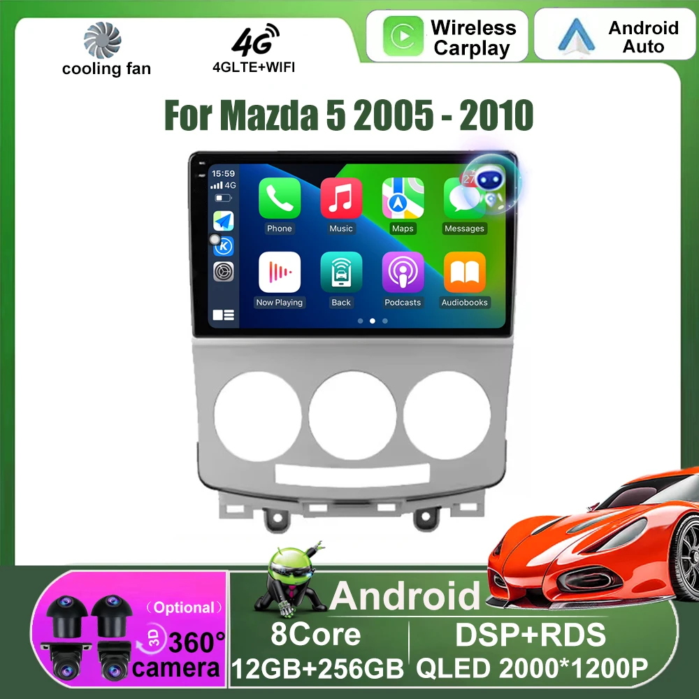 

Android Auto For Mazda 5 2005-2010 Car Radio Navigation GPS Multimedia Video Player Stereo Wireless Carplay Head Unit BT DSP