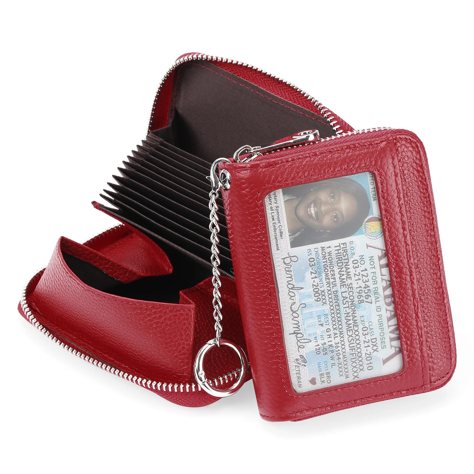 High Quality New Model Cowhide Coin Purse Credit Card Case Organnizer Business Card Holder Multi Card position Red Purple Purse