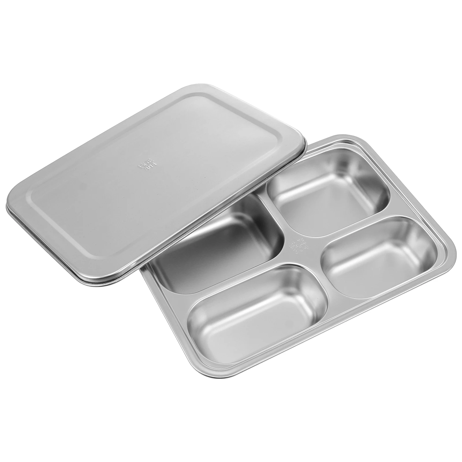 

Stainless Steel 4 Compartment Food Plate Stackable Lunch Tray for Kids Portion Control Divider Plates Camping Picnic Restaurant