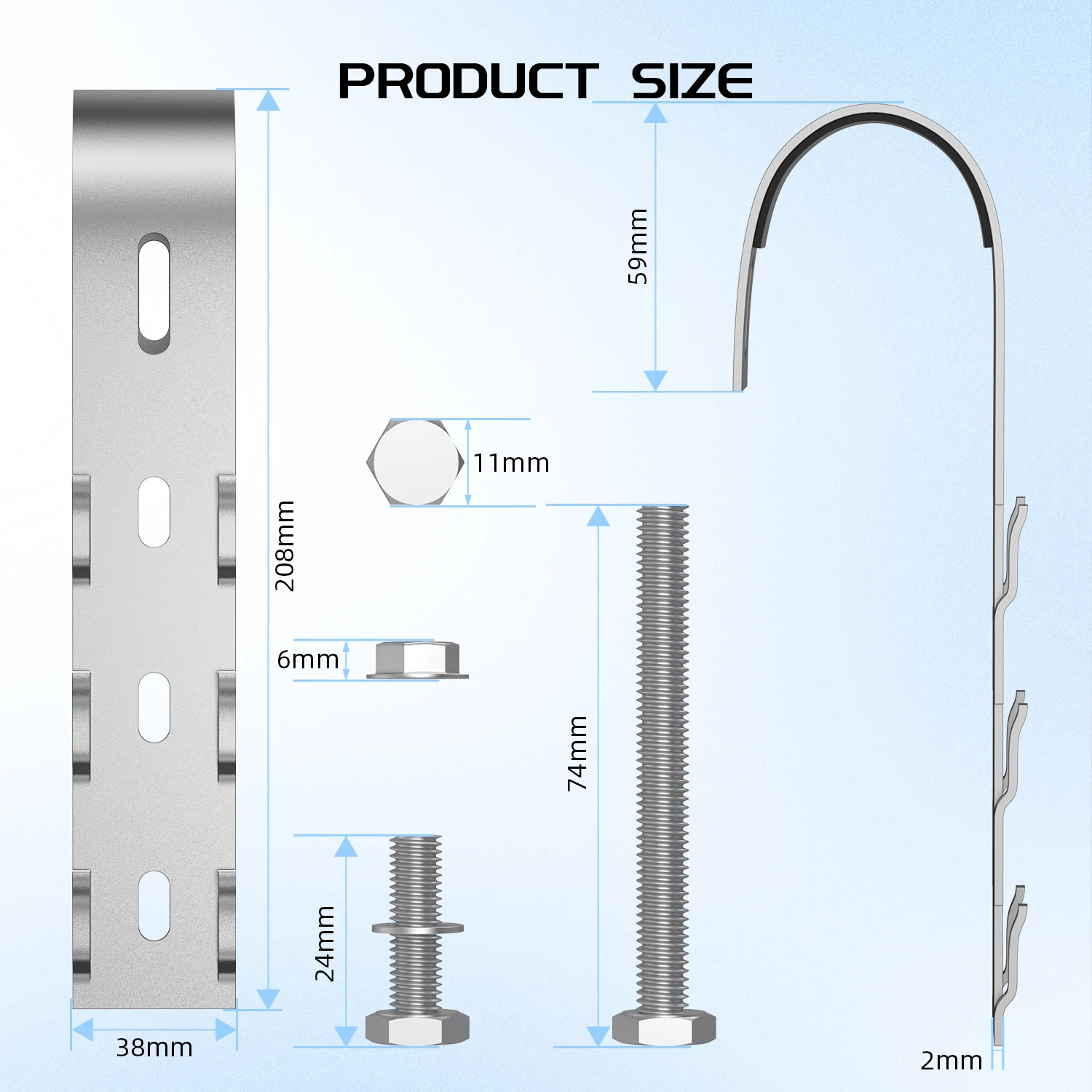 2PCS Stainless Steel Solar Panel Hooks,Solar Panel Mounting Brackets,Duplex Wire Rope Clips,and Solar Module Holders for Balcony