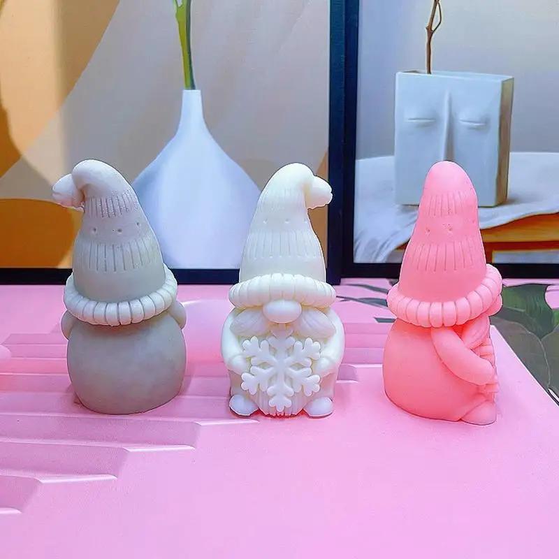 3D Silicone Gnome Candle Mold Diy Clay Gypsum Resin Soap Production Tool Home Party Decoration 2024 Xmas Navidad