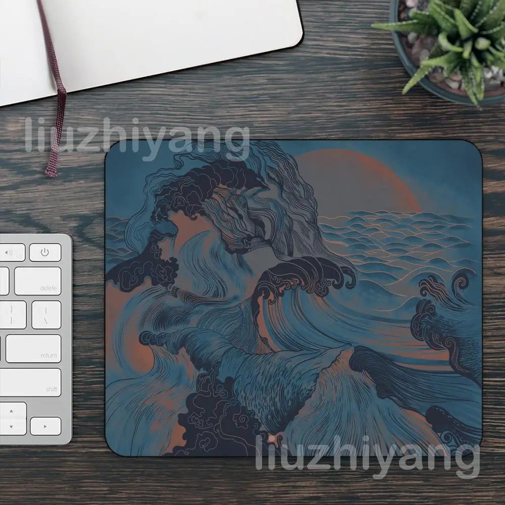 

Waves Art Mouse Pad 40X45 HD Large Square Computer Office Game Table Mats Rubber Anti-slip Mousepads 22x18 Small Decor Desk Pads