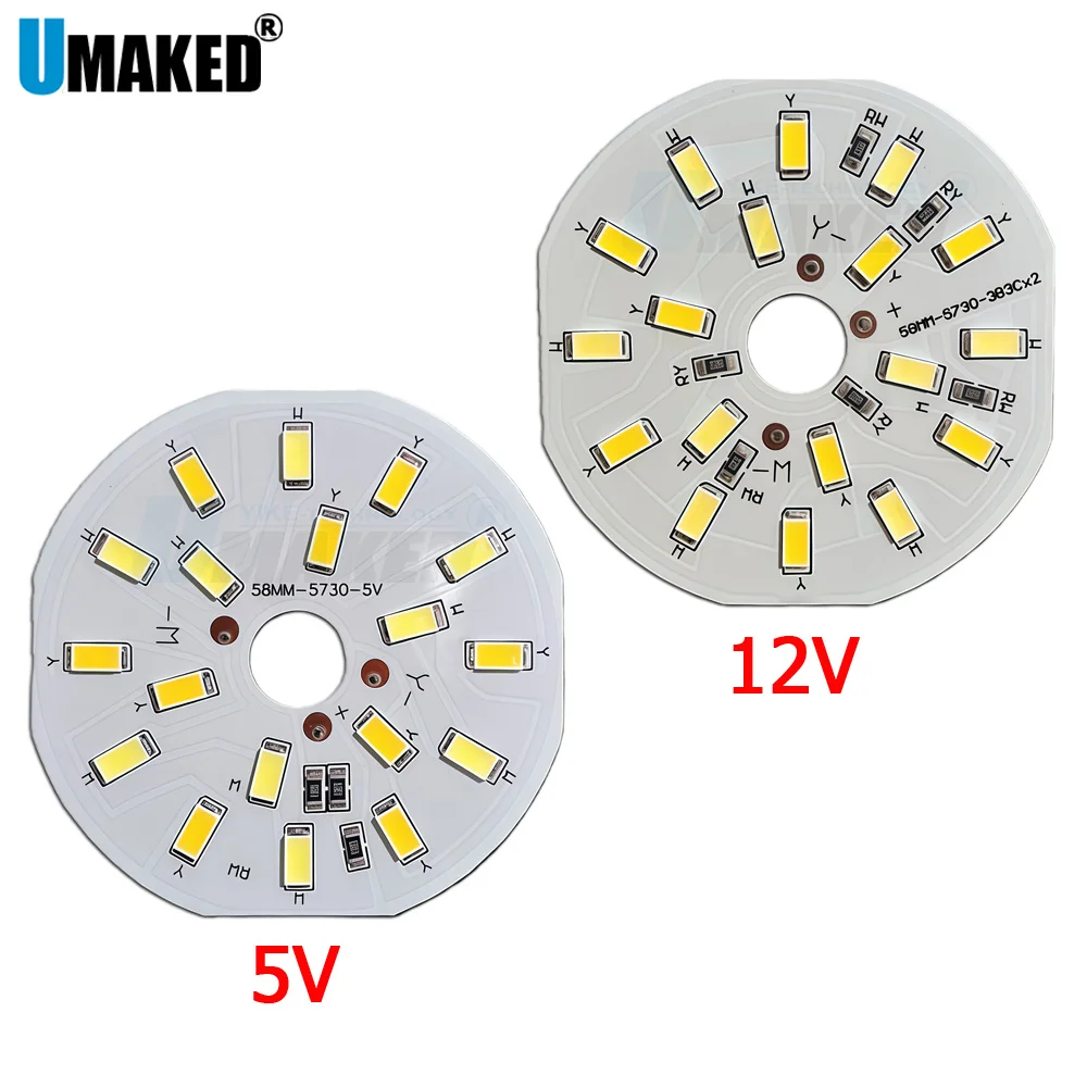 

10pcs 58mm SMD5730 Chip led bulb light 5W dual color table reading lamp 5V/12V DIY for USB desk light source