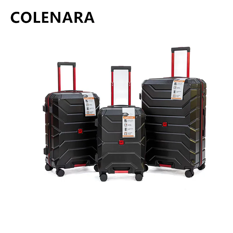COLENARA Suitcase ABS + PC Boarding Box Large Capacity Trolley Case Three-piece Cart Type Travel Bag with Wheels Rolling Luggage