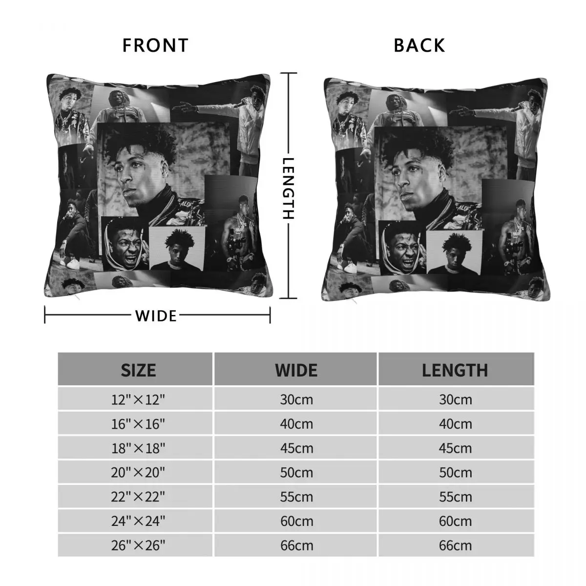 YoungBoy Never Broke Again Square Pillowcase Polyester Linen Velvet Creative Zip Decor Throw Pillow Case Car Cushion Cover