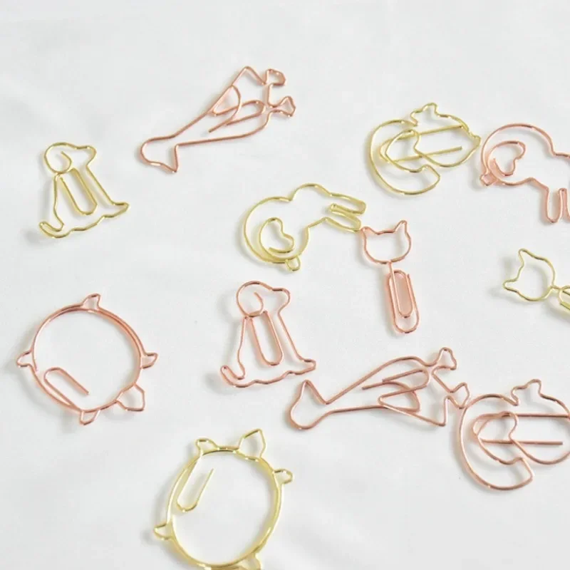 Cute Paper Clips Rabbit Shaped 10Pcs Metal Paper Clamps Bookmark File Document Picture Clips Photo Clips Home