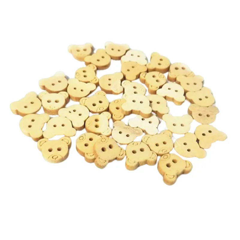 Retail 20Pcs 13x11mm Teddy Bear Charms 2 Holes Wood Sewing Buttons buttons for children 5BB5719