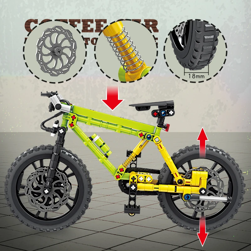 Technology Mountain Bike MOC Blocks Off Road Bicycle Building Bricks 3D Toys City Sports Cars Plastic Model Adult Boy Kids Gifts