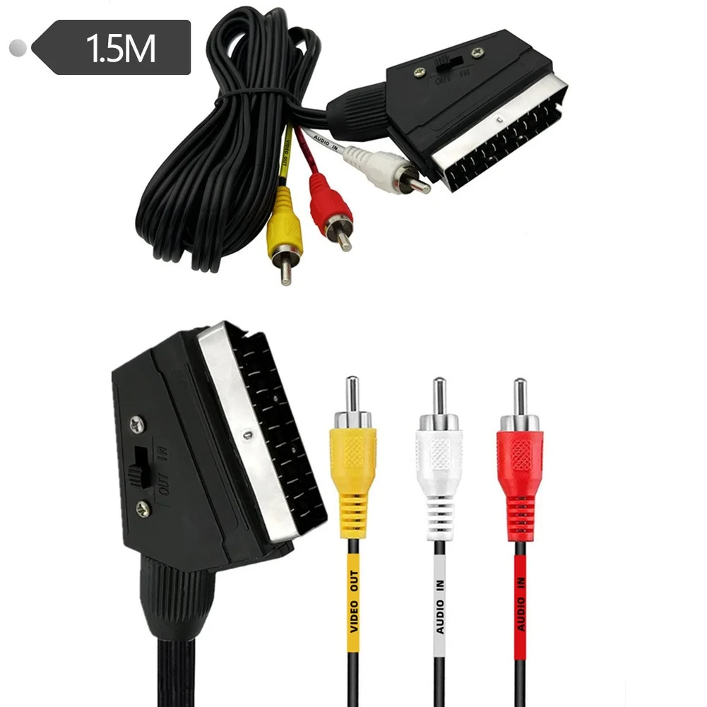 1.5m For Scart To For RCA Triple Cable Composite Audio Video Line 21Pin For TV   For Test Measurement Tool Accessory