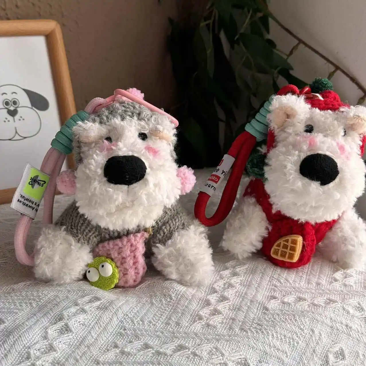

Cute Scrawled West Highland Terrier Plush Doll Pendant Keychain Cartoon Toy Hanging Decoration Gift Soft Short Plush Material