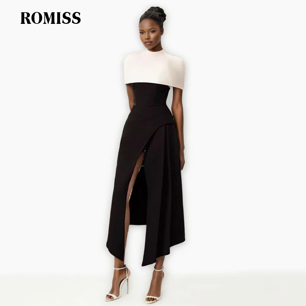 Romiss Colorblack Elegante Lange Jurken Voor Vrouwen Vierkante Kraag Mouwloze Hoge Taille Jurken Afneembare Mantel Vrouw Nieuw