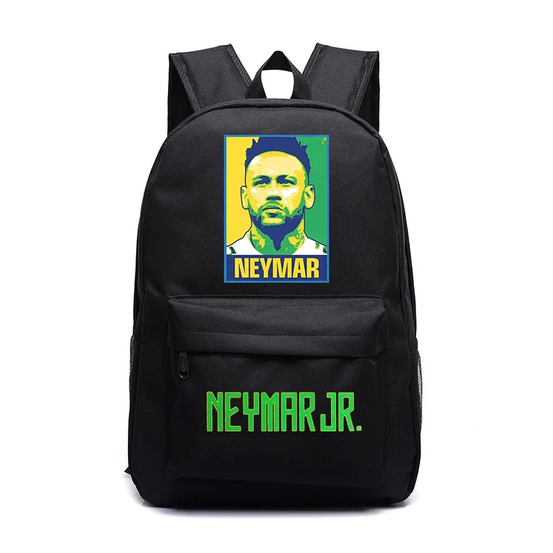 Neymar bolso de escuela primaria y secundaria con estampado de avatar, mochila negra, bolso informal para niños