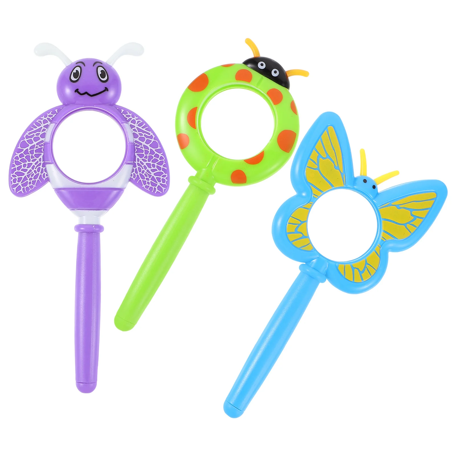 3 stuks handheld vergrootglas cartoon plastic insect observatie kleurrijke kinderen vergrootglas vergrootglas