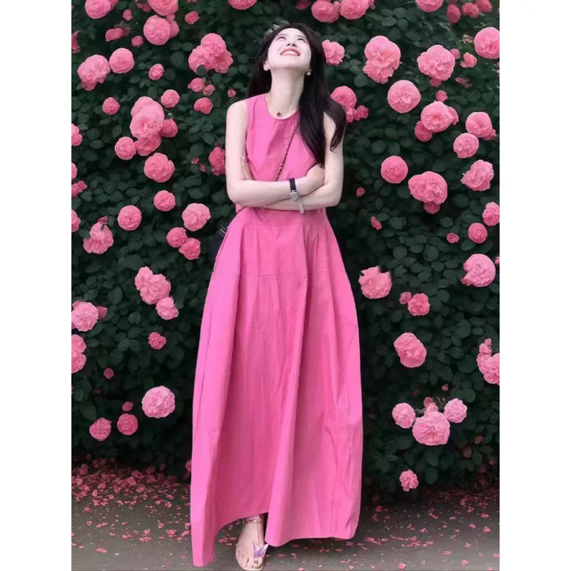 

Long Dress Women Vest Dresses A Line Vestidos Y2k Streetwear Round Neck Sleeve Less High Waist Elegant Party Night Work 2026