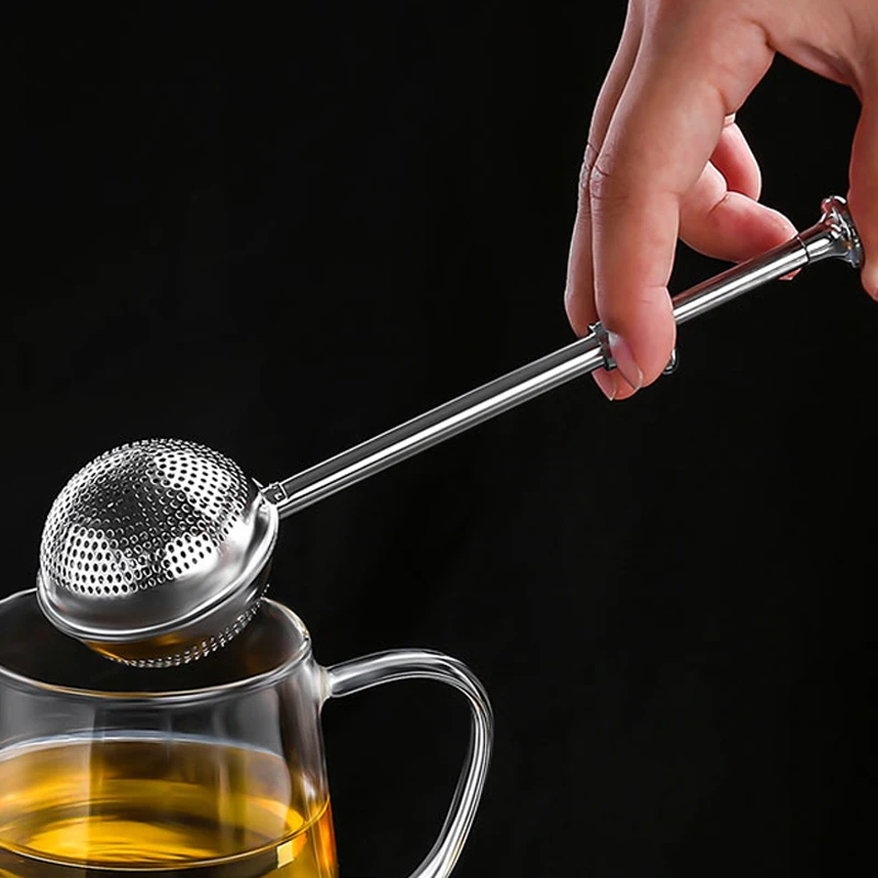 Long Handle Tea Infuser Stainless Steel Tea Strainer Filter Mesh Tea Ball Infuser Loose Leaf Green Puer Steeper Tea Accessories