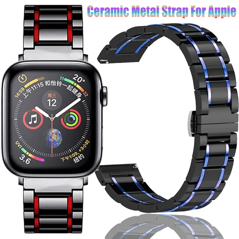 セラミックメタルストラップ-apple-watch-45mm-44-40mm-41-42-46mm-ファッション快適ブレスレット-iwatch-ultra-3-49mm-11-10-9-8-7-6-5-4-se対応