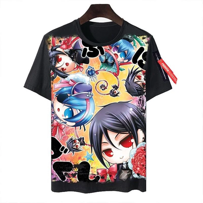 New Black Butler Tshirt Short Sleeve Skin-friendly Breathable Non-fading Daily Wear Cartoon Anime Print Cross-border Clothing - view 2