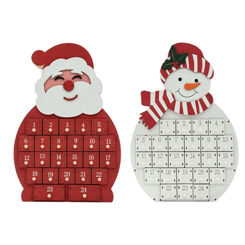 Holz-Schubladenkalender für Feiertage, 24 nummerierte Fächer für Weihnachtsleckereien und saisonale Anzeige Dezember, 3 x – Detail 1