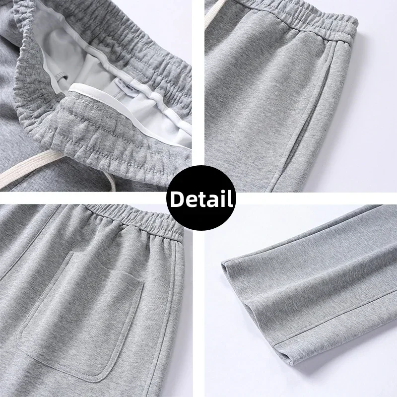 Autumn Men Sweatpants Korean Fashion Sportswear Drawstring Wide Leg Neutral Straight Track Pants Cotton Loose Casual Trousers