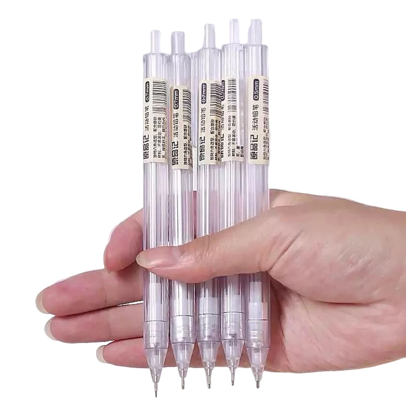 5 Pcs/Set Minimalist Transparent Mechanical Pencil Automatic Pen 0.5/0.7mm for Students School Supplies Office Accessories image 2