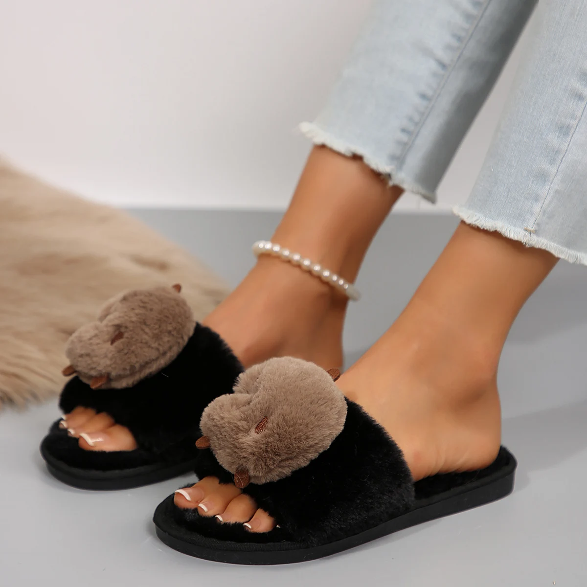 New Women Indoor Warm Home Slippers Women Bedroom Non-slip Sandals Comfort Plush House Slippers Shoes Autumn Winter Slides Women