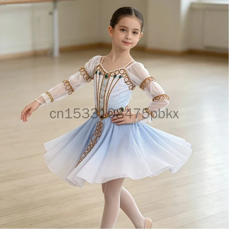 New Custom Size Adult and Children Ballet Competition Gradient Blue Dress Swan Lake Scene Three Dance Tutu Dress