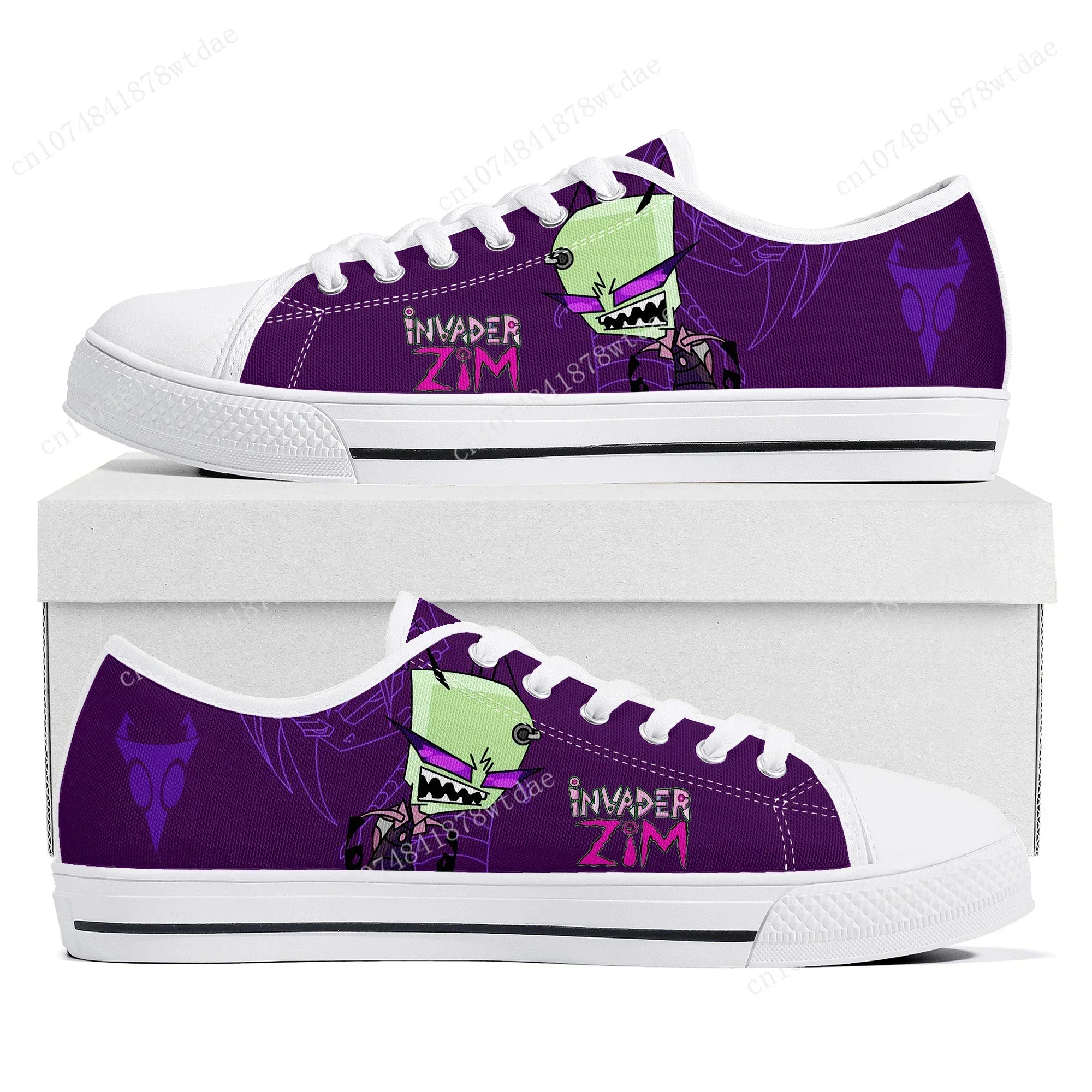 Z-Zim Low Top Sneakers Womens Mens Teenager I-Invader High Quality Canvas Sneaker Couple Anime Cartoon Manga Custom Made Shoes
