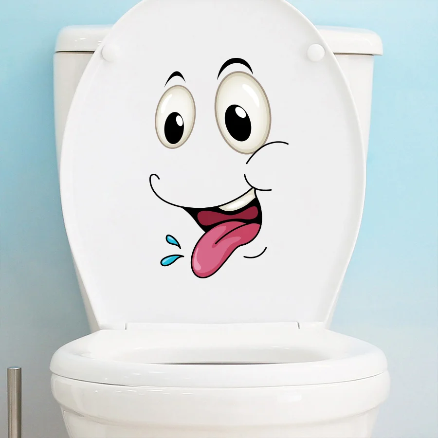 4/8pcs Funny Face Trash Can Stickers Vinyl Decals,Cute Garbage Bin Toilet Wall Car Cabinet Decor, Removable Adhesive Labels