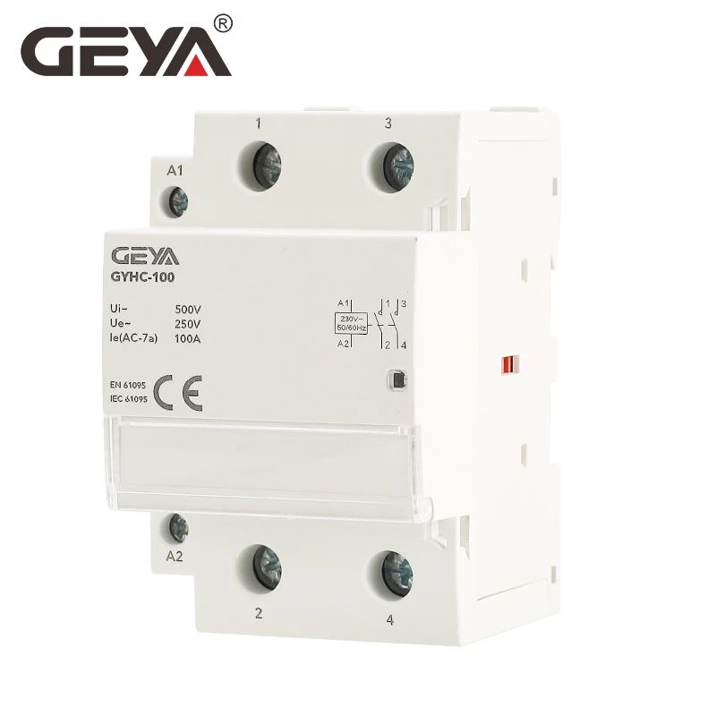 GEYA GYHC 2Phase 100A AC Contactor 220V 230V Din Rail Household Modular Contactor Switch Controller Smart Home Hotel Use