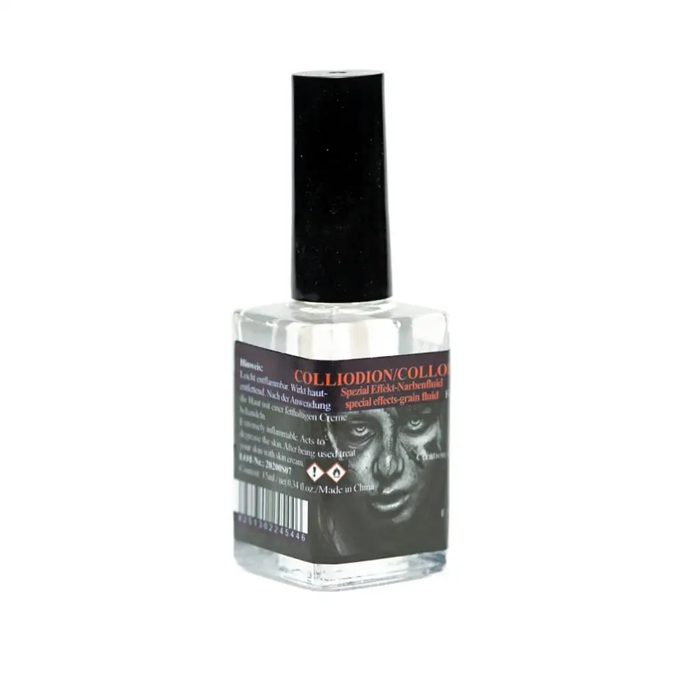 Narbenflüssigkeit 15ml Gesichtsverletzungen Effekt-Farbe mit Pinsel Halloween Narbenflüssigkeit für Cosplay Spukhaus Bühnen-Rollenspiel Kostüm