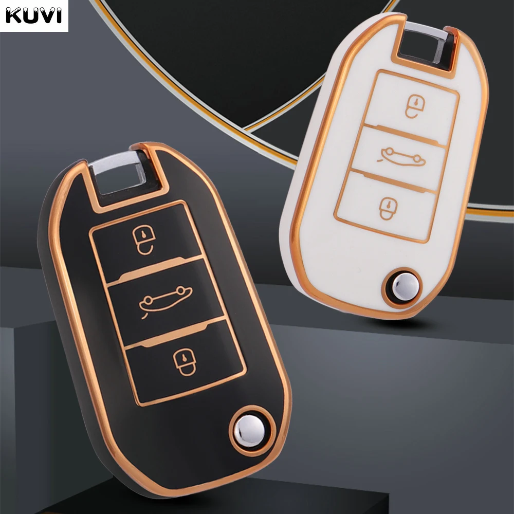 TPU Car Flip Key Case Cover Shell Fob For Peugeot 208 308 408 508 2008 3008 4008 5008 For Citroen C3 C4 CACTUS C6 C8 Accessories